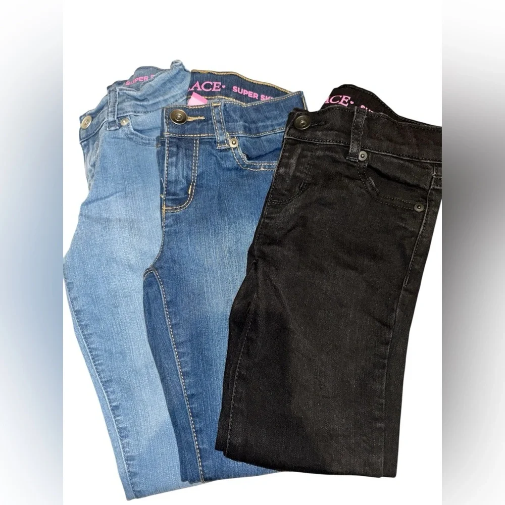 The Children's Place Girls Super Skinny Jeans - Light Blue, Dark Blue, and Black - Picture 3 of 6